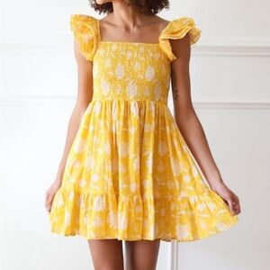 Yellow Floral Mini Dress